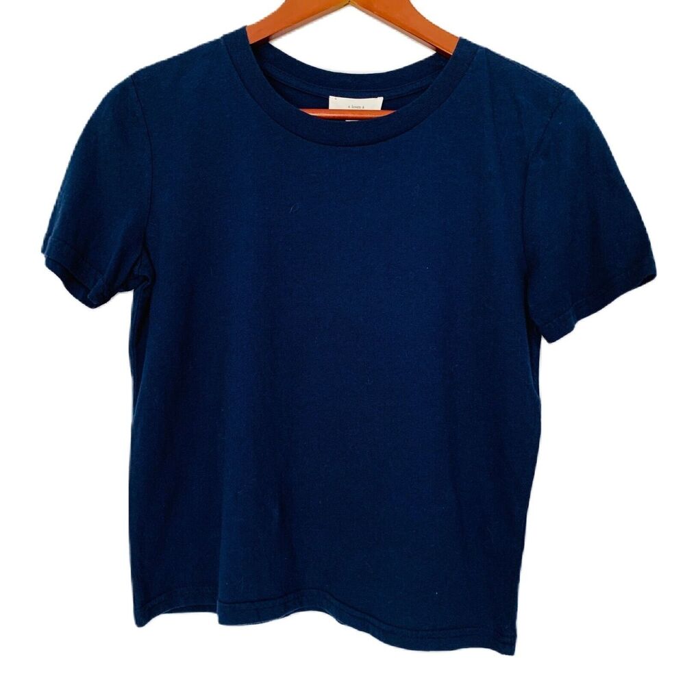 a loves a T-shirt Women S Navy Short Sleeve Cropped Cotton Casual Minimalist NWT